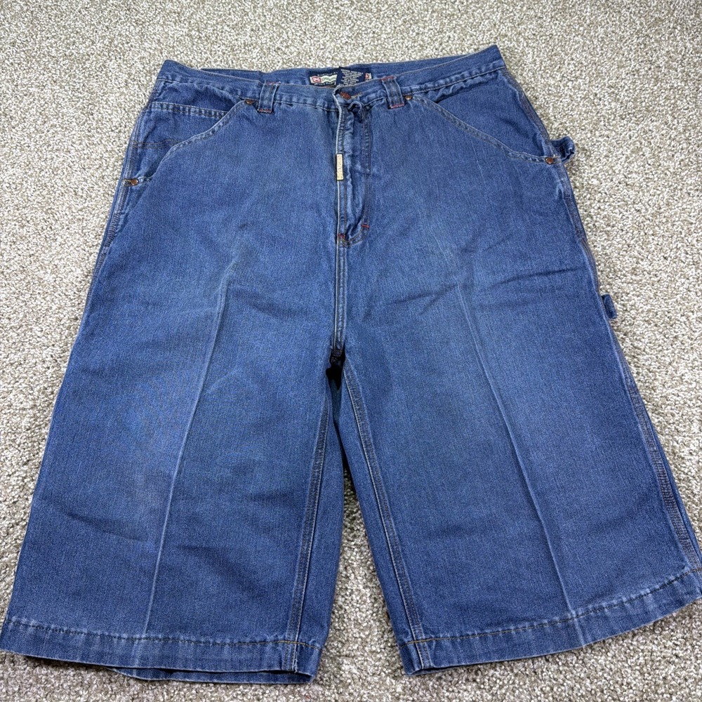 Deze Classics Y2k Jorts Carpenter Style Long Dark Wash Hiphop Baggy 38X13 - Picture 4 of 10